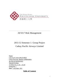 Risk Analysis of Fuel Price in Cathay Pacific Airways Limited