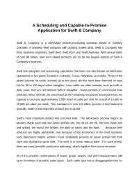 Analysis: A Scheduling and Capable-to-Promise Application for Swift & Company