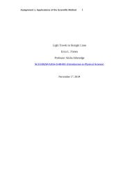 Scientific Method – Light Travels in Straight Lines