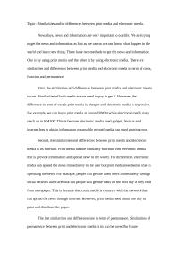 Similarities and/or differences between print media and electronic media