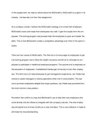 McDonald Article Summary