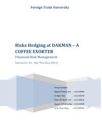 Risks Hedging at DAKMAN &ndash; A COFFEE EXORTER