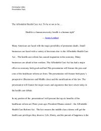 The affordable care act