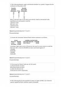 ECON E 468 Quiz 1 The following