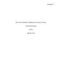 Ban on the Cultivation of Marijuana in the City of Colusa