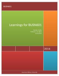 Learning for BUSN601