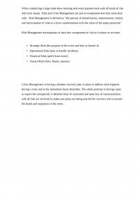 Crisis and Risk Management