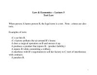 Law & Economics — Tort Law