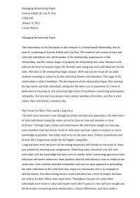 Managing Relationship Paper