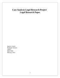 BMGT380 Legal Research Paper Project One