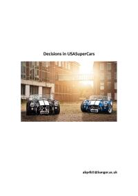 Research Method – Decisions in USASuperCars