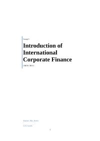 Introduction of International Corporate Finance