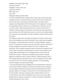 Management Planning And Ethics Paper