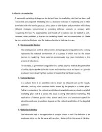 Barriers to marketing