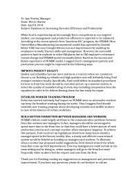 Memo: Opinions on Increasing Factories Efficiency and Productivity