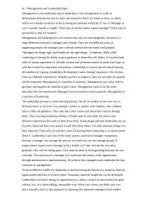 Management And Leadership br