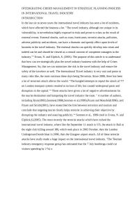 Intergrating Crises Management In Strategic Planning Process In International Travel Industry