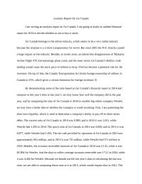 Analysis Report On Air Canada