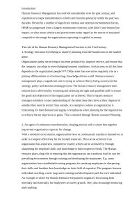 Role Of The Human Resource Management Function In The 21st Century.