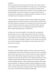 Materials Management And Logistics