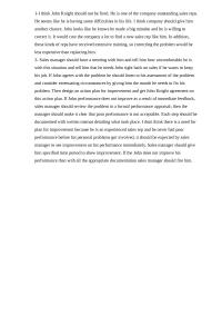 Sales Management Case 11.3