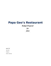 Papa Geo's Restaurant Budget Proposal