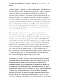 INTERRACIAL MARRIAGE IN THE UNITED STATES CAUSES VIOLENCE AND HATRED