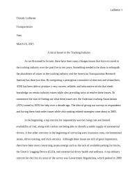 Critical Issues in the Trucking Industry