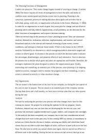 The Planning Functions Of Management