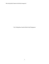 Why Undergraduate Students Should Study Management