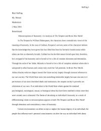Misconceptions of Humanity: An Analysis of The Tempest and Brave New World