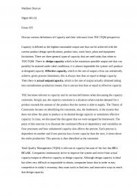 Discuss various definitions of Capacity and their relevance from TOC/TQM perspective