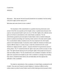 Why was the first and second amendment not included in the first writing of the bill of rights and the history of it?