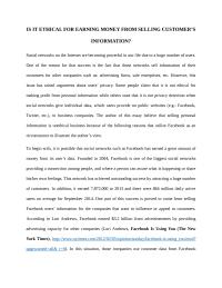 Social Issue: IS IT ETHICAL FOR EARNING MONEY FROM SELLING CUSTOMER&rsquo;S INFORMATION?