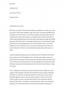 Persuasive Essay: Cutting Curfew Cuts Crime