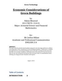 Economic Considerations Of Green Buildings