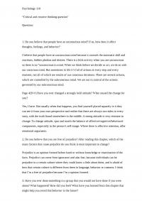 Critical and creative thinking question