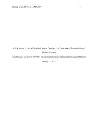 Article Summary: “are Writing Deficiencies Creating A Lost Generation Of Business Writers?”