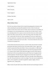 Argumentation Essay on Hillary Clinton