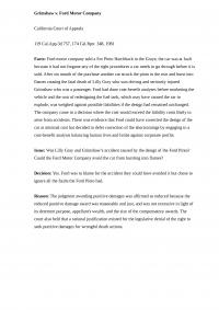 Business Law – Grimshaw vs. Ford Motor Company