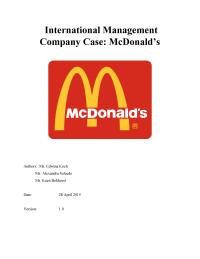 Mcdonalds International Company Case