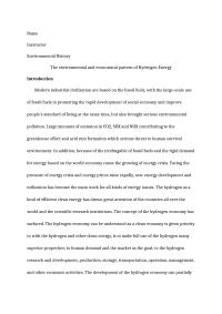 The environmental and economical pattern of Hydrogen Energy
