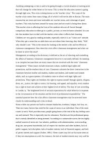 Teacher Crisis Effects Of Classroom Management