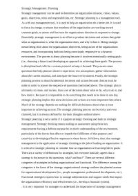 Strategic Management: Planning