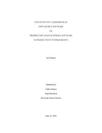 Cost-effective Comparison Of Open Source Software Vs. Prioprietary (paid Licensing) Software In Productivity Environments