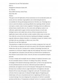 Autonomous Cars and Their Implications