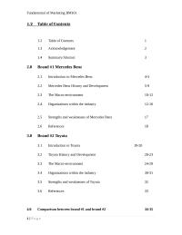Fundamental of Marketing BM101: Mercedes Benz and Toyota Comparison