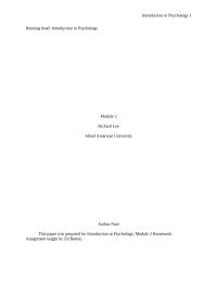 Introduction to Psychology, Module 2 Homework Assignment