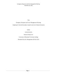 Emergency Response, Crisis Management