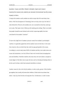 Cause and effect: Modern Lifestyles: Sports and Leisure